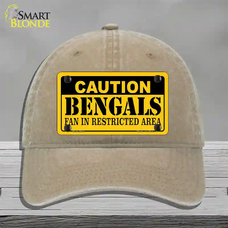 Caution Bengals Novelty License Plate Hat Unconstructed Cotton / Khaki