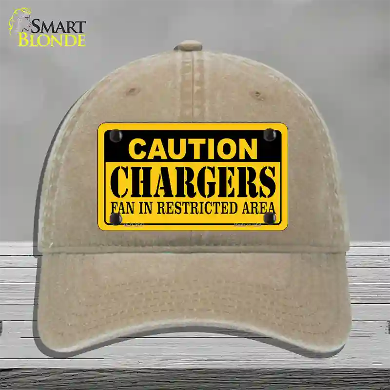 Caution Chargers Novelty License Plate Hat Unconstructed Cotton / Khaki