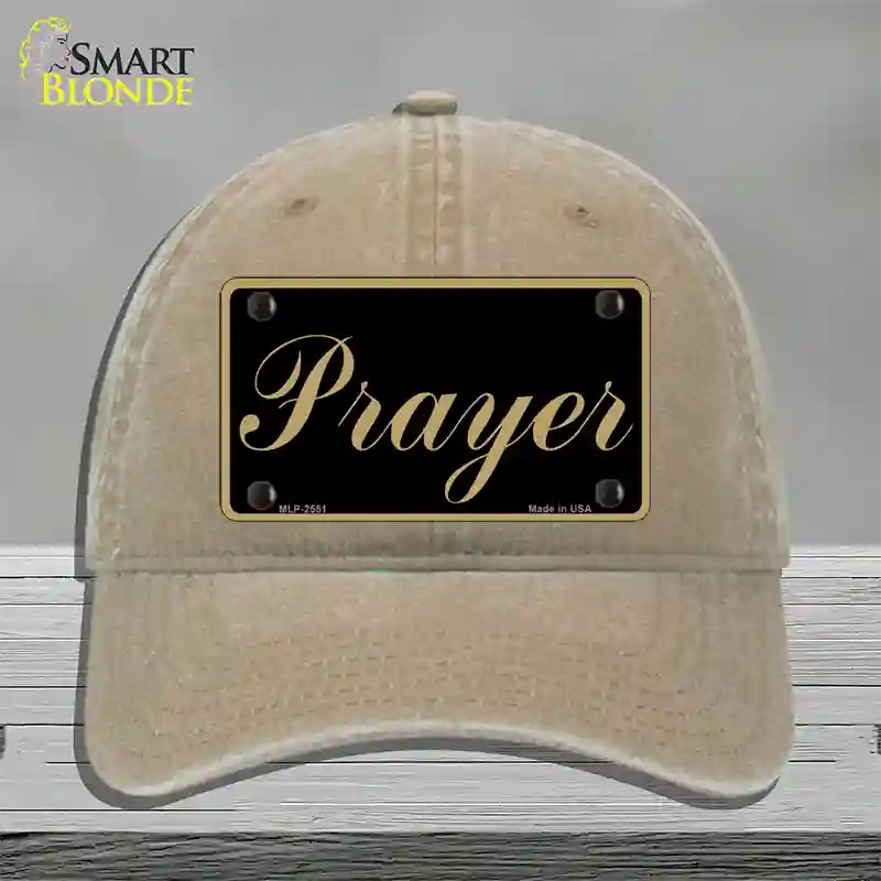 Prayer Novelty License Plate Hat Unconstructed Cotton / Khaki