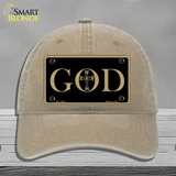 God Novelty License Plate Hat Unconstructed Cotton / Khaki