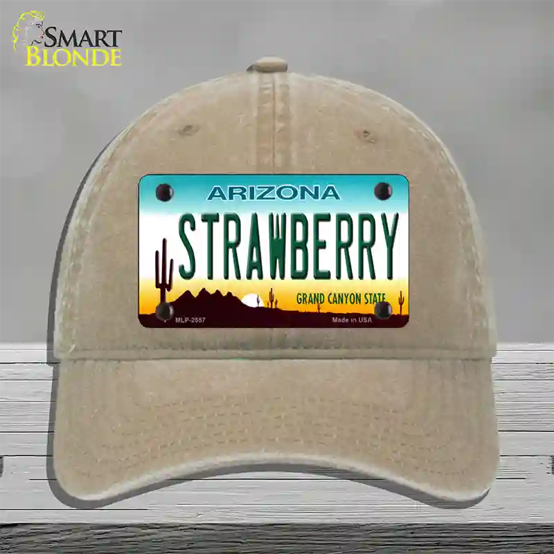 Strawberry Arizona Novelty License Plate Hat Unconstructed Cotton / Khaki