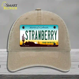 Strawberry Arizona Novelty License Plate Hat Unconstructed Cotton / Khaki