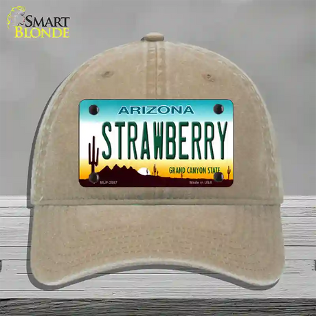 Strawberry Arizona Novelty License Plate Hat Unconstructed Cotton / Khaki