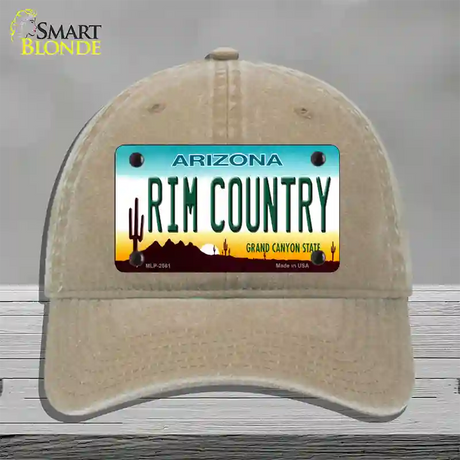 Rim Country Arizona Novelty License Plate Hat Unconstructed Cotton / Khaki