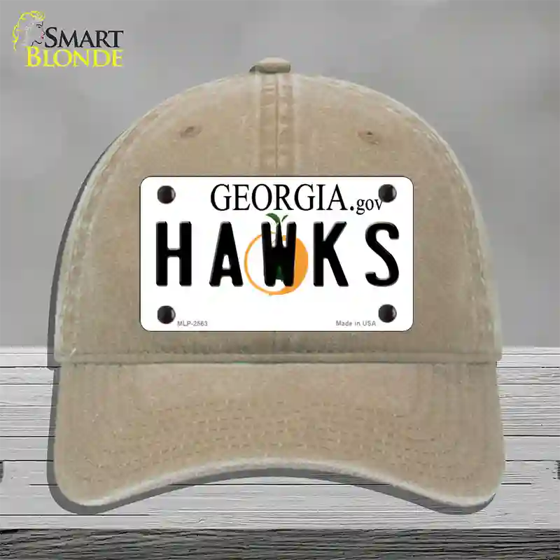 Hawks Georgia State Novelty License Plate Hat Unconstructed Cotton / Khaki