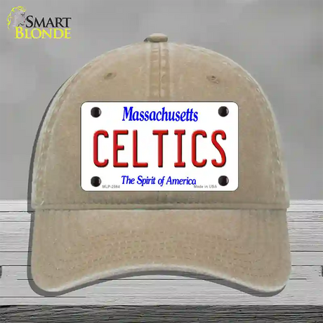 Celtics Massachusetts State Novelty License Plate Hat Unconstructed Cotton / Khaki