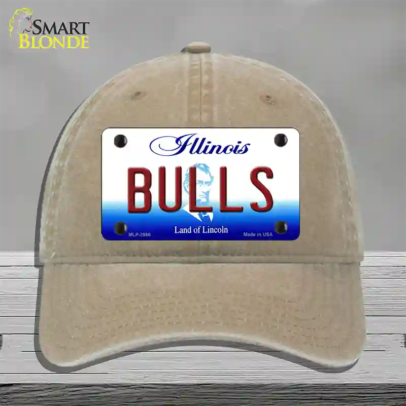 Bulls Illinois State Novelty License Plate Hat Unconstructed Cotton / Khaki