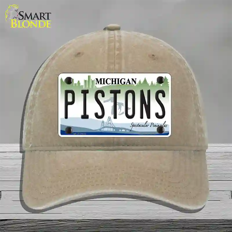 Pistons Michigan State Novelty License Plate Hat Unconstructed Cotton / Khaki