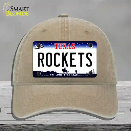 Rockets Texas State Novelty License Plate Hat Unconstructed Cotton / Khaki