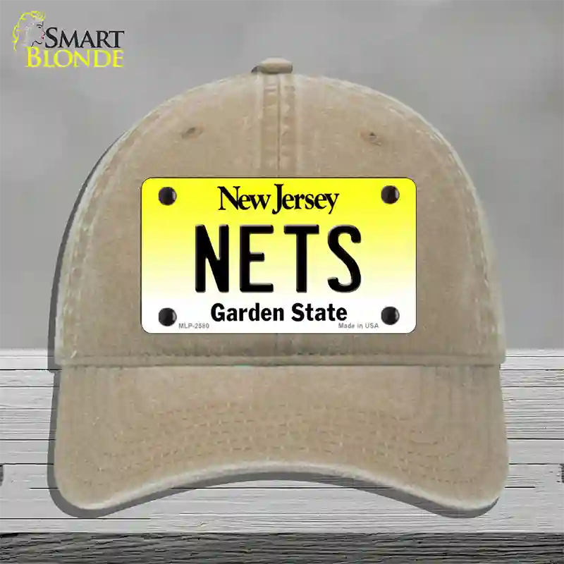 Nets New Jersey State Novelty License Plate Hat Unconstructed Cotton / Khaki