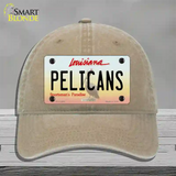 Pelicans Louisiana State Novelty License Plate Hat Unconstructed Cotton / Khaki