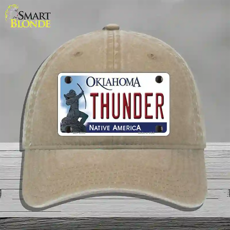 Thunder Oklahoma State Novelty License Plate Hat Unconstructed Cotton / Khaki