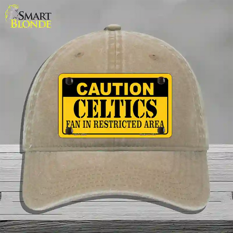 Caution Celtics Fan Novelty License Plate Hat Unconstructed Cotton / Khaki