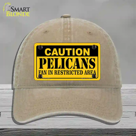 Caution Pelicans Fan Novelty License Plate Hat Unconstructed Cotton / Khaki