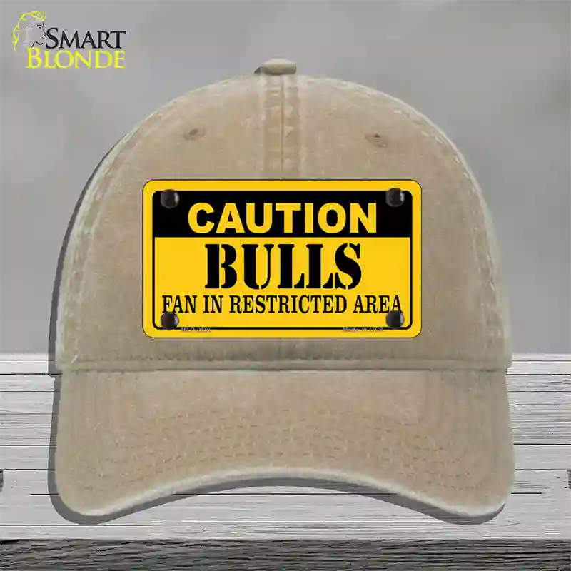 Caution Bulls Fan Novelty License Plate Hat Unconstructed Cotton / Khaki