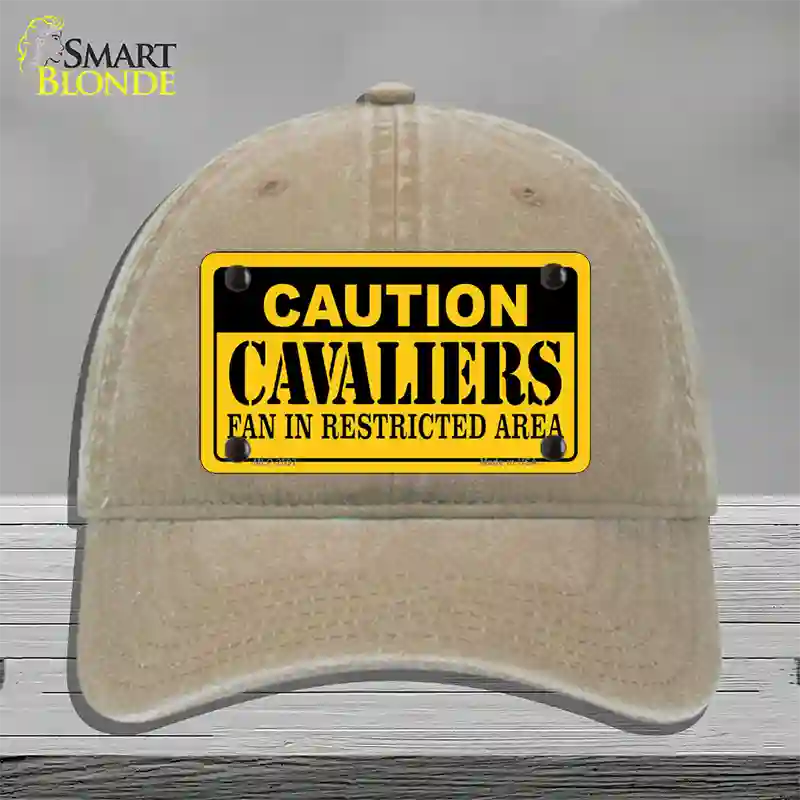 Caution Cavaliers Fan Novelty License Plate Hat Unconstructed Cotton / Khaki