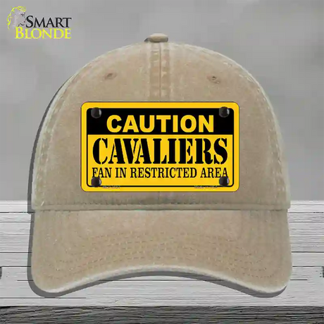 Caution Cavaliers Fan Novelty License Plate Hat Unconstructed Cotton / Khaki