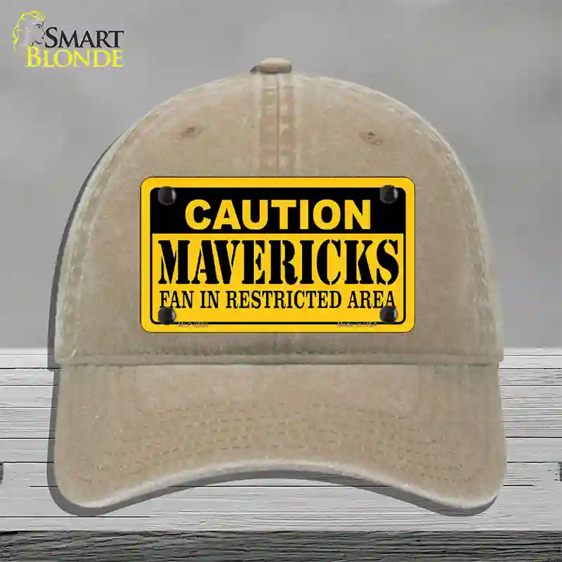 Caution Mavericks Fan Novelty License Plate Hat Unconstructed Cotton / Khaki