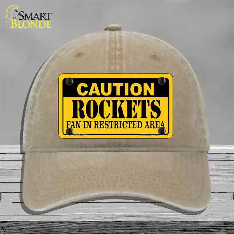 Caution Rockets Fan Novelty License Plate Hat Unconstructed Cotton / Khaki