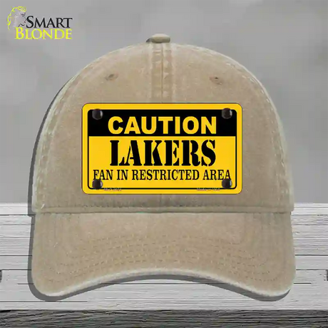 Caution Lakers Fan Novelty License Plate Hat Unconstructed Cotton / Khaki