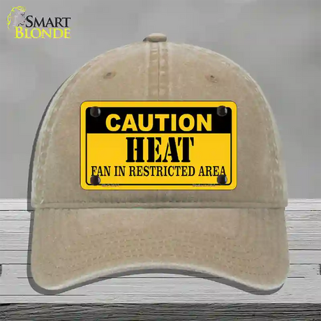 Caution Heat Fan Novelty License Plate Hat Unconstructed Cotton / Khaki