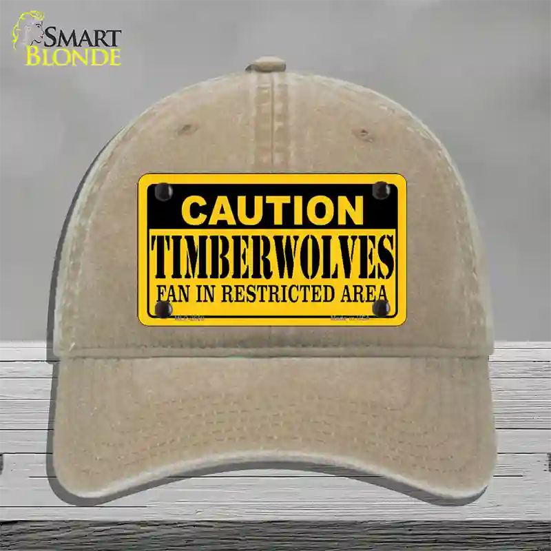 Caution Timberwolves Fan Novelty License Plate Hat Unconstructed Cotton / Khaki