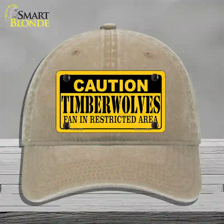 Caution Timberwolves Fan Novelty License Plate Hat Unconstructed Cotton / Khaki