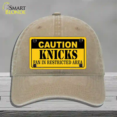 Caution Knicks Fan Novelty License Plate Hat Unconstructed Cotton / Khaki