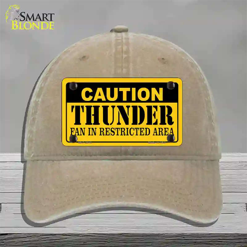 Caution Thunder Fan Novelty License Plate Hat Unconstructed Cotton / Khaki