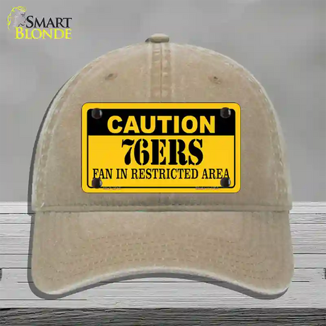 Caution 76ers Fan Novelty License Plate Hat Unconstructed Cotton / Khaki