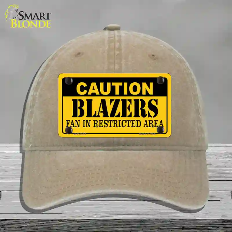 Caution Blazers Fan Novelty License Plate Hat Unconstructed Cotton / Khaki