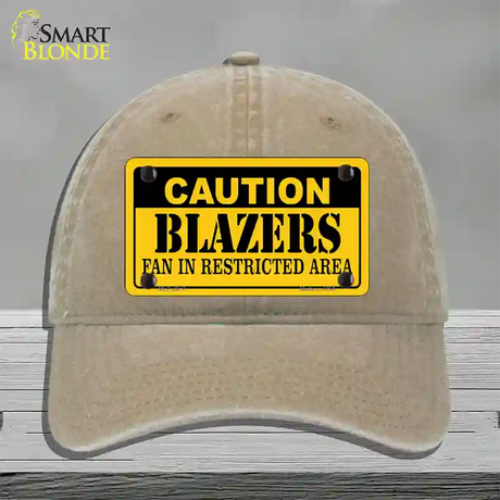 Caution Blazers Fan Novelty License Plate Hat Unconstructed Cotton / Khaki