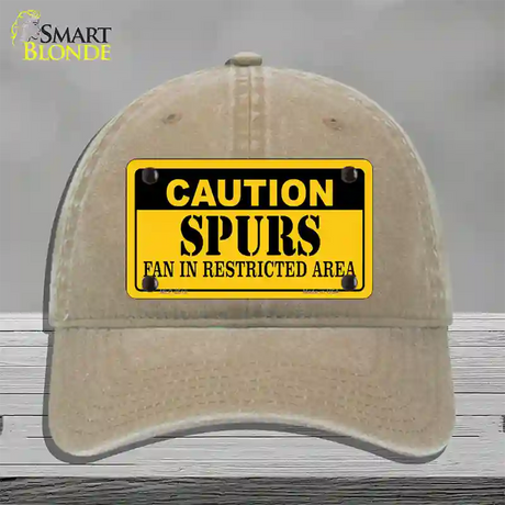 Caution Spurs Fan Novelty License Plate Hat Unconstructed Cotton / Khaki