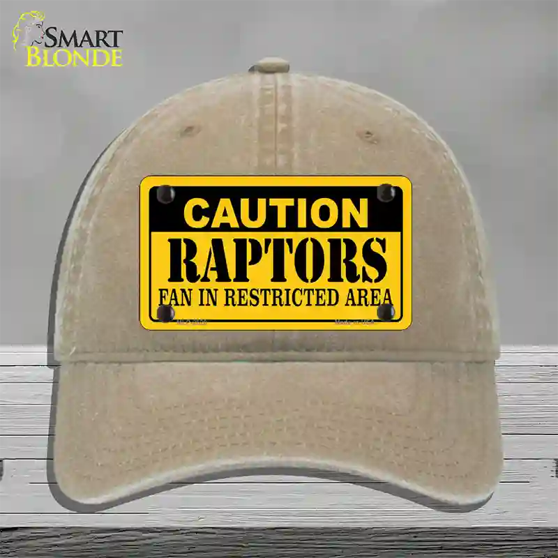 Caution Raptors Fan Novelty License Plate Hat Unconstructed Cotton / Khaki