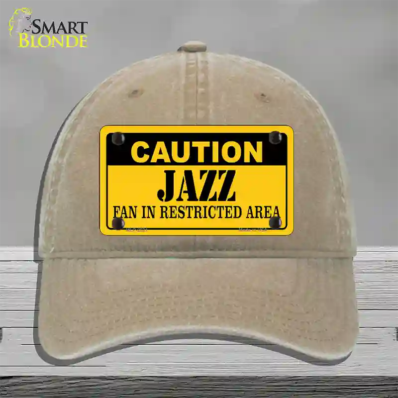 Caution Jazz Fan Novelty License Plate Hat Unconstructed Cotton / Khaki