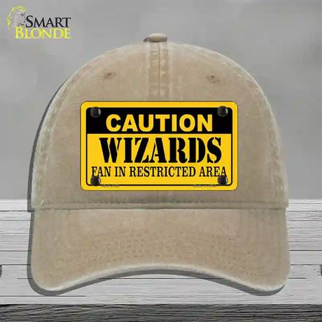 Caution Wizards Fan Novelty License Plate Hat Unconstructed Cotton / Khaki