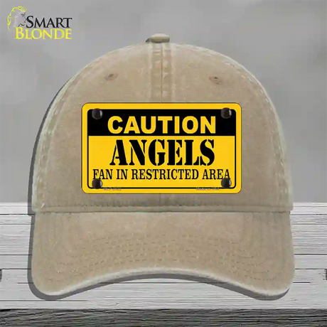 Caution Angels Fan Novelty License Plate Hat Unconstructed Cotton / Khaki