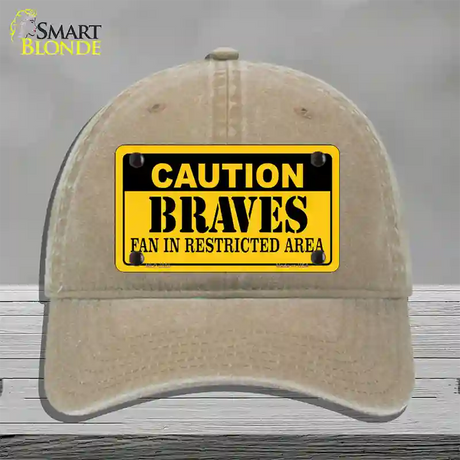 Caution Braves Fan Novelty License Plate Hat Unconstructed Cotton / Khaki