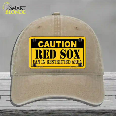 Caution Red Sox Fan Novelty License Plate Hat Unconstructed Cotton / Khaki