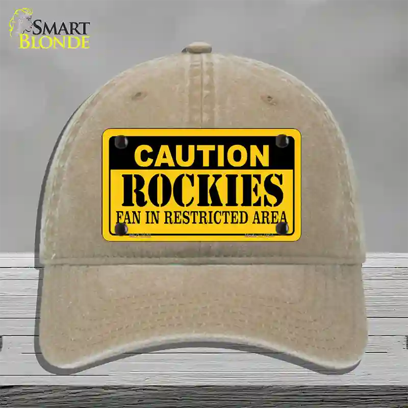 Caution Rockies Fan Novelty License Plate Hat Unconstructed Cotton / Khaki