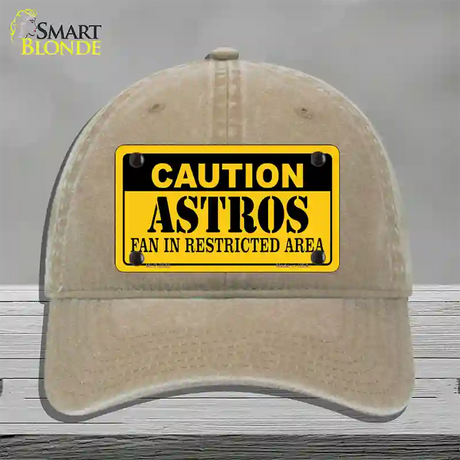 Caution Astros Fan Novelty License Plate Hat Unconstructed Cotton / Khaki