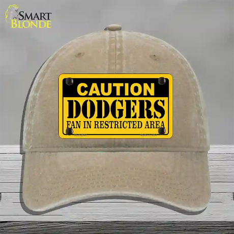 Caution Dodgers Fan Novelty License Plate Hat Unconstructed Cotton / Khaki