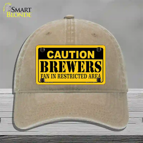 Caution Brewers Fan Novelty License Plate Hat Unconstructed Cotton / Khaki