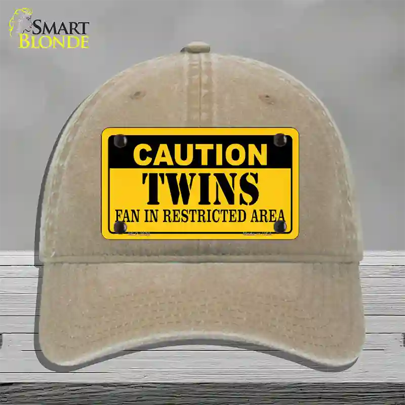 Caution Twins Fan Novelty License Plate Hat Unconstructed Cotton / Khaki