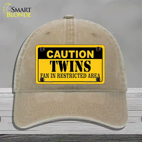 Caution Twins Fan Novelty License Plate Hat Unconstructed Cotton / Khaki