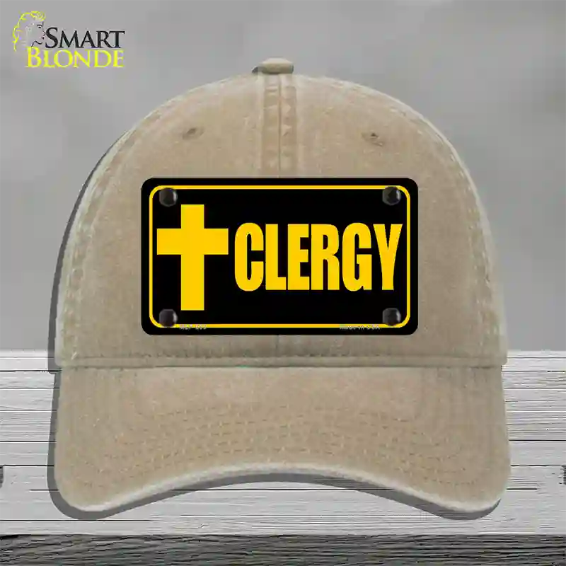 Clergy Vanity Novelty License Plate Hat Unconstructed Cotton / Khaki