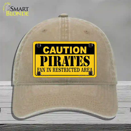 Caution Pirates Fan Novelty License Plate Hat Unconstructed Cotton / Khaki