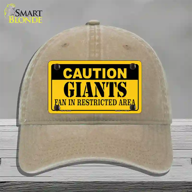 Caution Giants Fan Novelty License Plate Hat Unconstructed Cotton / Khaki