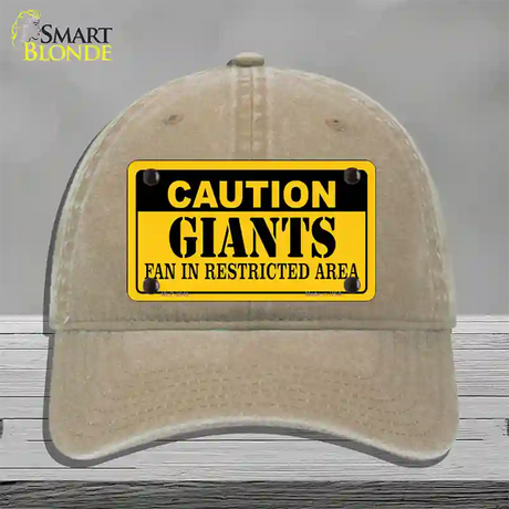 Caution Giants Fan Novelty License Plate Hat Unconstructed Cotton / Khaki