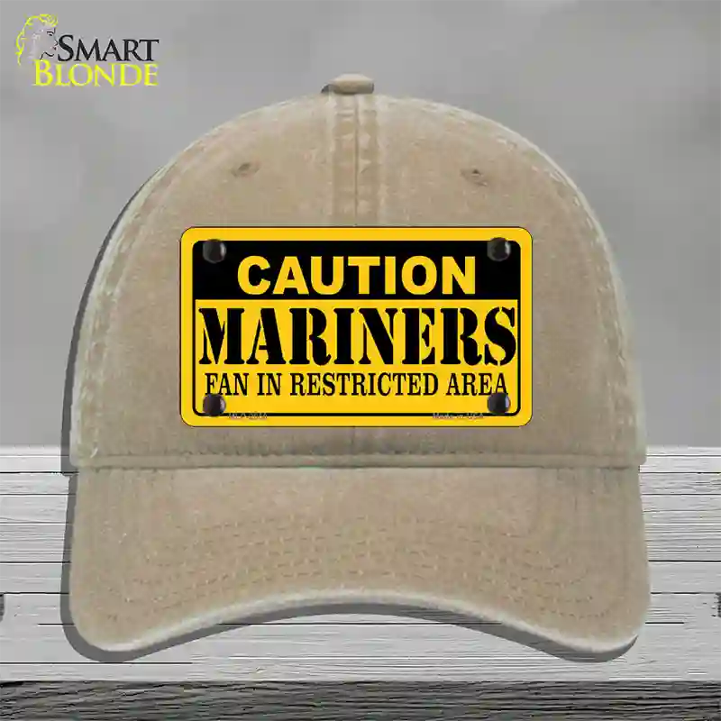 Caution Mariners Fan Novelty License Plate Hat Unconstructed Cotton / Khaki